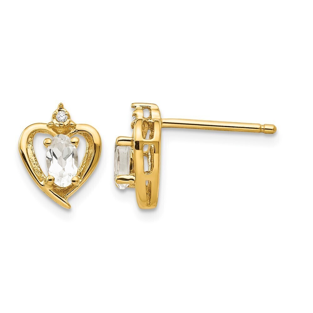 Kazi Luxury 14k White Topaz and Diamond Heart Earrings